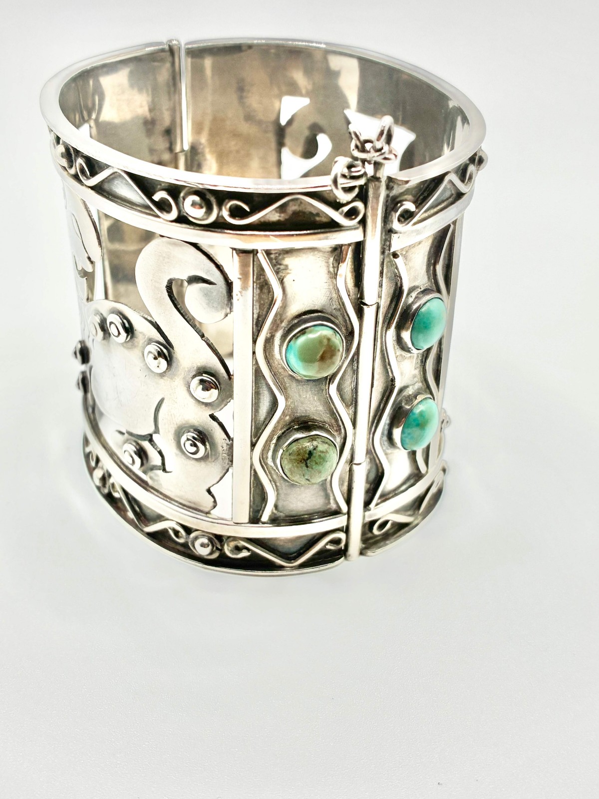 Silver Openwork Panel Cuff Bracelet - image 2