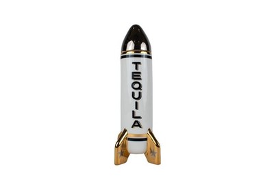 Jonathan Adler Rocket Tequila Decanter White Porcelain Gold Lustre New