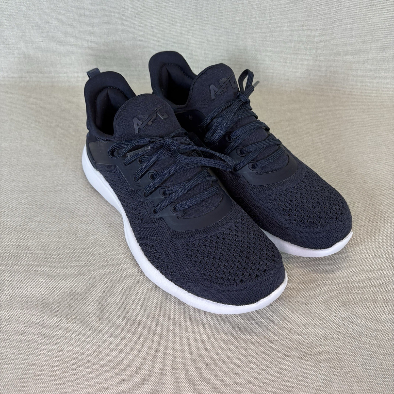 APL Techloom Tracer Knit Running Shoes Womens 7.5M Midnight Navy White Sneakers