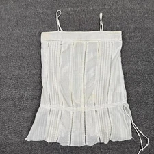 Vintage Bebe Tank Top Womens XS White Boho Festival Hippie Y2K