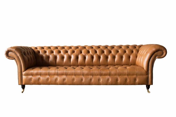 Ledersofa Chesterfield 4 Sitzer Couchen Luxus Leder Couchen Polster Wohnzimmer-image