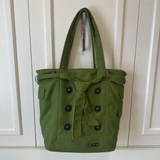 OGIO Melrose Tote Green Padded Laptop Bag Handles Large Buttons Bow Multi-Pocket