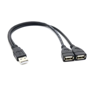 USB 2.0 Un homme à 2 Double USB Câble d'adaptateur de Splitter Y pour câble d'alimentation Jack Hub pour femme