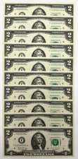 NEW Uncirculated Two Dollar Bills  Series 2017A  $2 Sequential Notes  Lot of 10