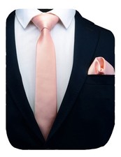 2.4 Inch Slim Necktie And Handkerchief Set For Men Solid Skinny Tie Set