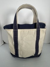 Vtg 90s LL Bean Boat And Tote Canvas Tote Bag Small Zip-Top Blue USA 12x9 Purse