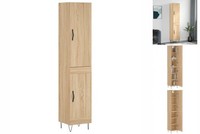 Hochschrank Highboard Buffetschrank Anrichte Sonoma-Eiche 34,5X34X180 Cm Holzwe