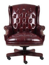Pemberly Row High Back Faux Leather Tufted Executive Chair in Oxblood
