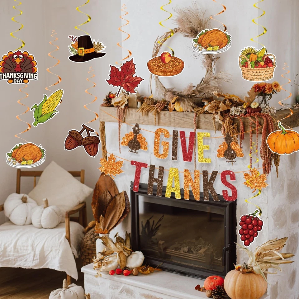 42 Piezas Decoraciones de Amistad DAR GRACIAS Banner y Colgar Remolinos Fiesta  Foto 2 de 4