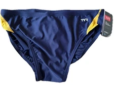 TYR Men's Swim Alliance Racer Brief Navy Gold Size 36 NEW