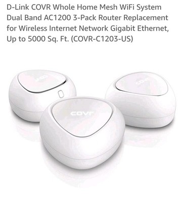 D-Link COVR Whole Home Mesh WiFi System Dual Band AC1200 Up to 5000 Sq. Ft. 