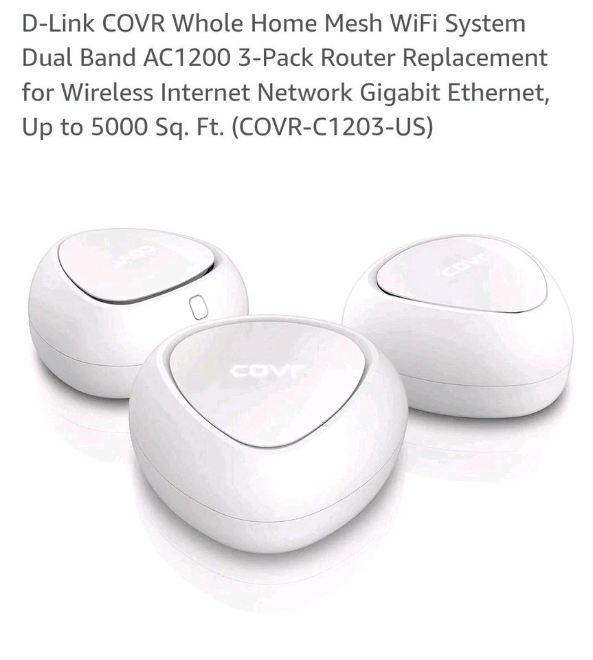 D-Link COVR Whole Home Mesh WiFi System Dual Band AC1200 Up to 5000 Sq. Ft. 3 PK - Image 3 of 4