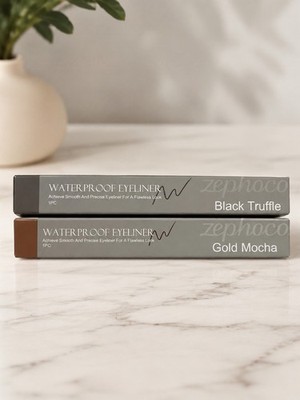2 Pack Zephoco Waterproof Eyeliner Set Black Truffle & Gold Mocha