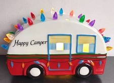 Christmas CAMPER w/Night Lights Sweet Tidings Ceramic  Retro Trailer 9”l x 5.5”H