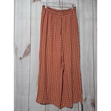 Wide Leg Palazzo Pants, Ladies XL Boho Chic, Button Front, Geometric Print
