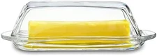 Glass butter dish 7 inch with lid clear