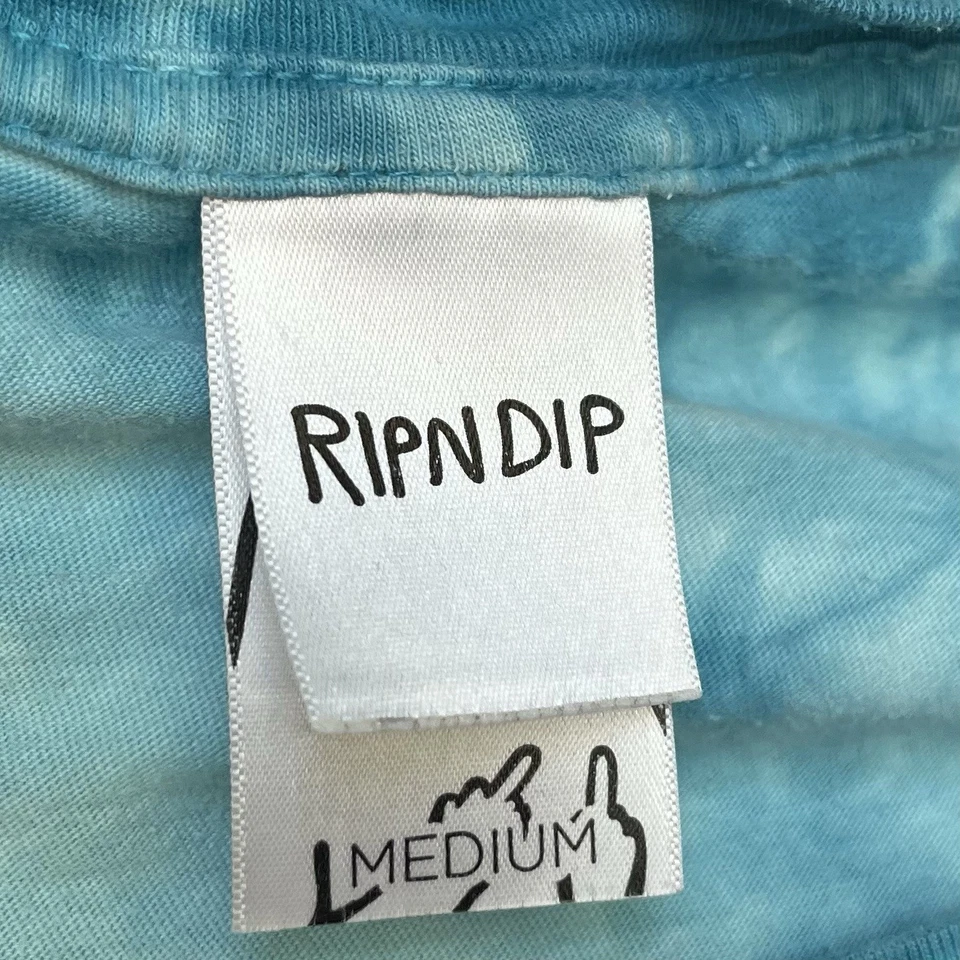 RipNdip Lord Nermal Tee Shirt Sz M Blue Washed Pocket T-Shirt Tee Tie Dye FLAWS - Image 2 of 4