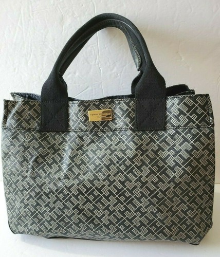 Tommy Hilfiger Handbag Purse Signature Classic Logo Print Navy White Vintage - Picture 2 of 11