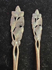 2 RARI Mini Cucchiaio Sterling e Forchetta/Forchetta Oliva Manico Ghianda 27g - Testato - F10