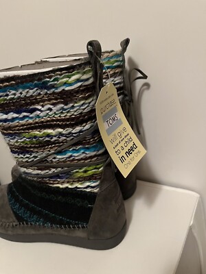 NWT Toms Nepal Boots Forged Iron Gray Suede Textile Sz 9