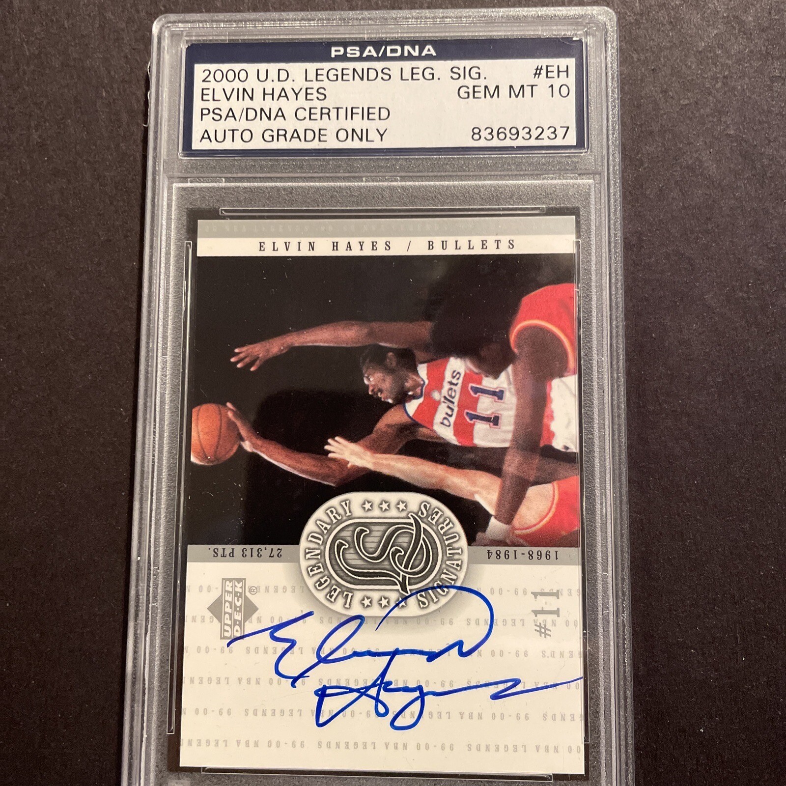Elvin Hayes Autographed Signed Washington Bullets 2000 UD Legends PSA/DNA 10 
