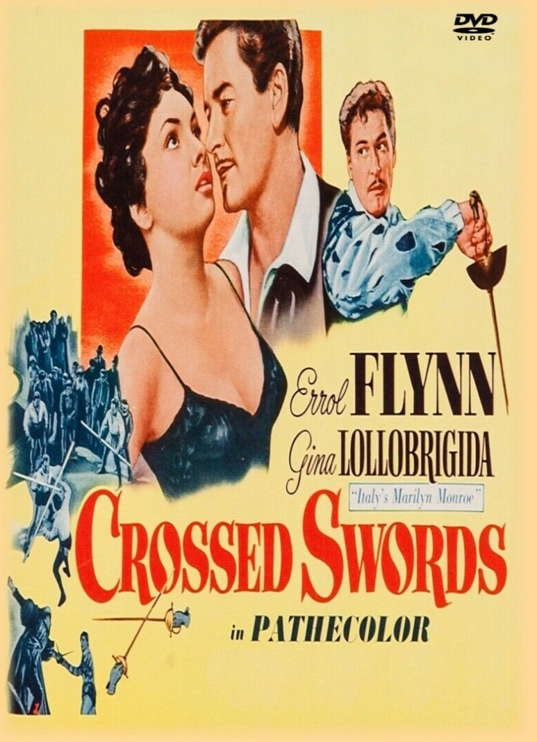 CROSSED SWORDS  1954 DVD  Errol Flynn Gina Lollobrigida Rare Swashbuckler
