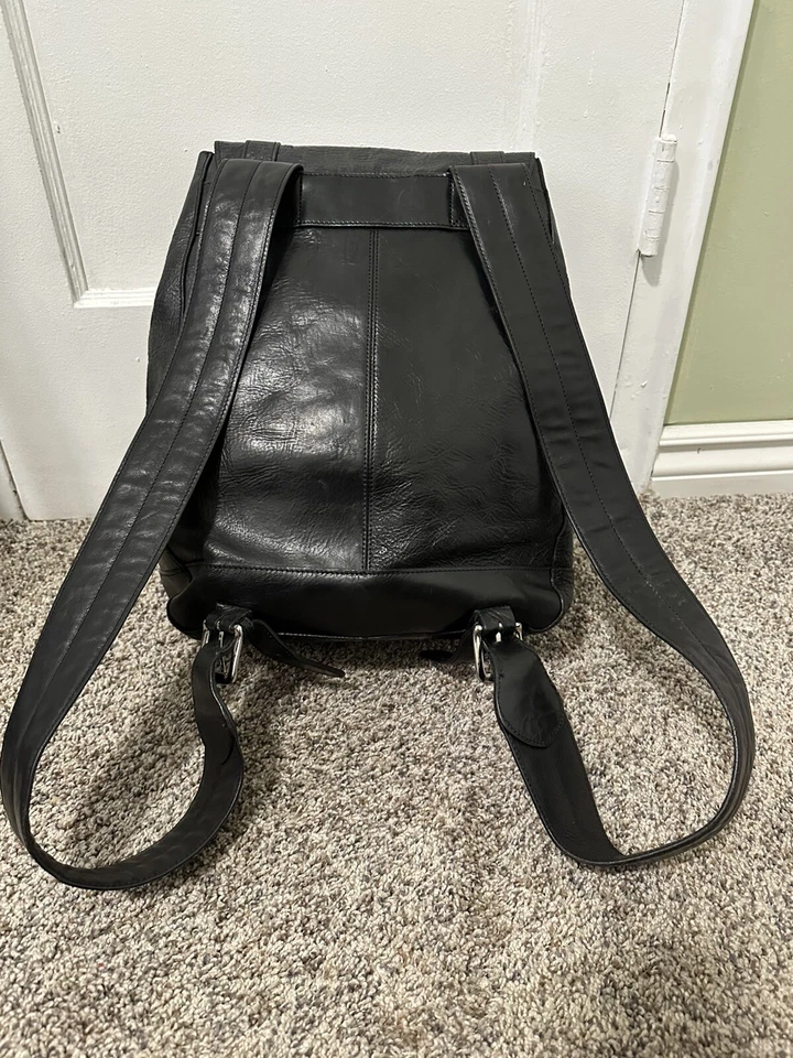 Vintage | Cuero Wilsons | Mochila de cuero negro | Foto 3 de 4