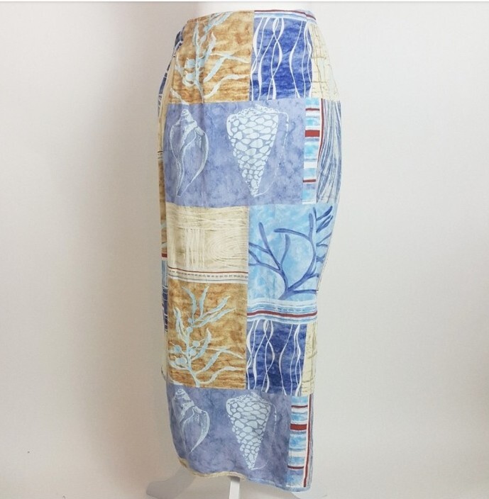 JAMS WORLD WRAP SKIRT SEA SHELLS BEACH THEME PRINT … Gem