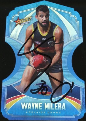 Signed 2020 Adelaide Crows AFL Select Blue Die-Cut Card - Wayne Milera