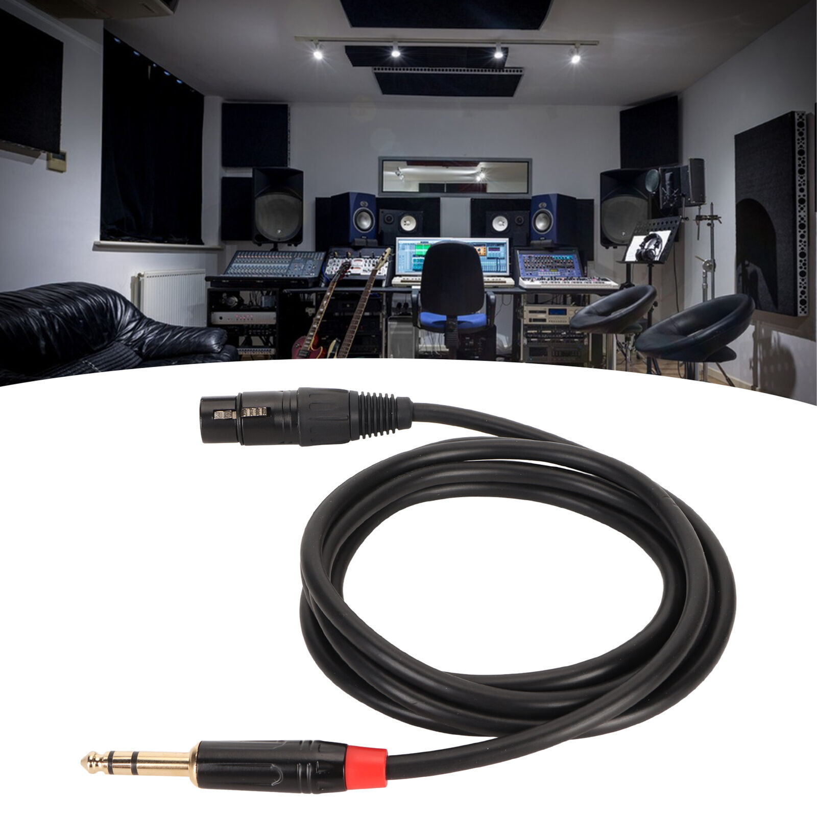 Microphone Cable 2m Long XLR Female to 1/4 Inch TRS Balanced Signal Interconnect-image