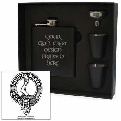Art Pewter Armstrong Clan Crest schwarz 6oz Flachmann Box Set HF6 B S-C2 schottisch