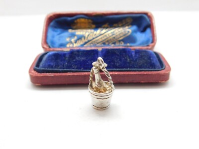Sterling Silber Champagner auf Eis Charm Anhänger Vintage um 1970