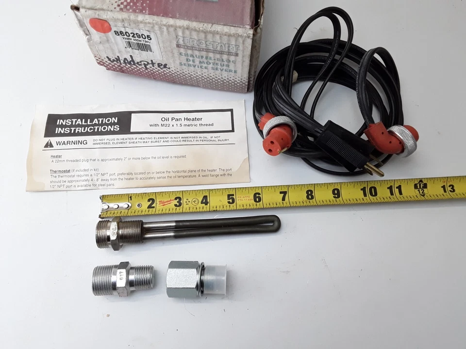 ZeroStart 860-2905 Engine Heater Oil Pan 300W 120V 22mm x 1.5 Thread Steel - Image 2 of 4