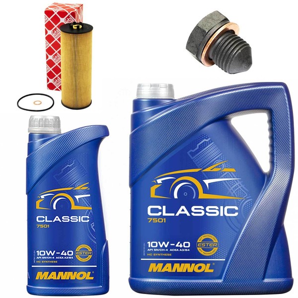 MotoröL Filter Set Mannol Classic 10W-40 6 Liter + Schraube FüR Audi A4 2.5 TDI-image
