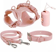 4-In-1 Dog Harness, Leash, Collar, and Poop Bag Set, No-Pull Design with Reflect