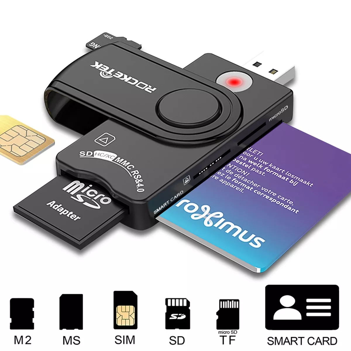 USB Smart Card Reader for SDXC, SDHC, SD, MMC, RS-MMC, All-in-One