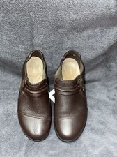 Clarks Women's Cheyn Madi Brown Leather Ortholite Slip On Casual Loafer Size 7.5