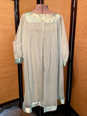 Vtg Elegant Peignoir Robe/Cover Gown Chiffon Baby Blue Lingerie Gossard Artemis