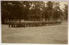 RPPC Military March, Formation, Unknown Location, Vintage Real Photo Postcard