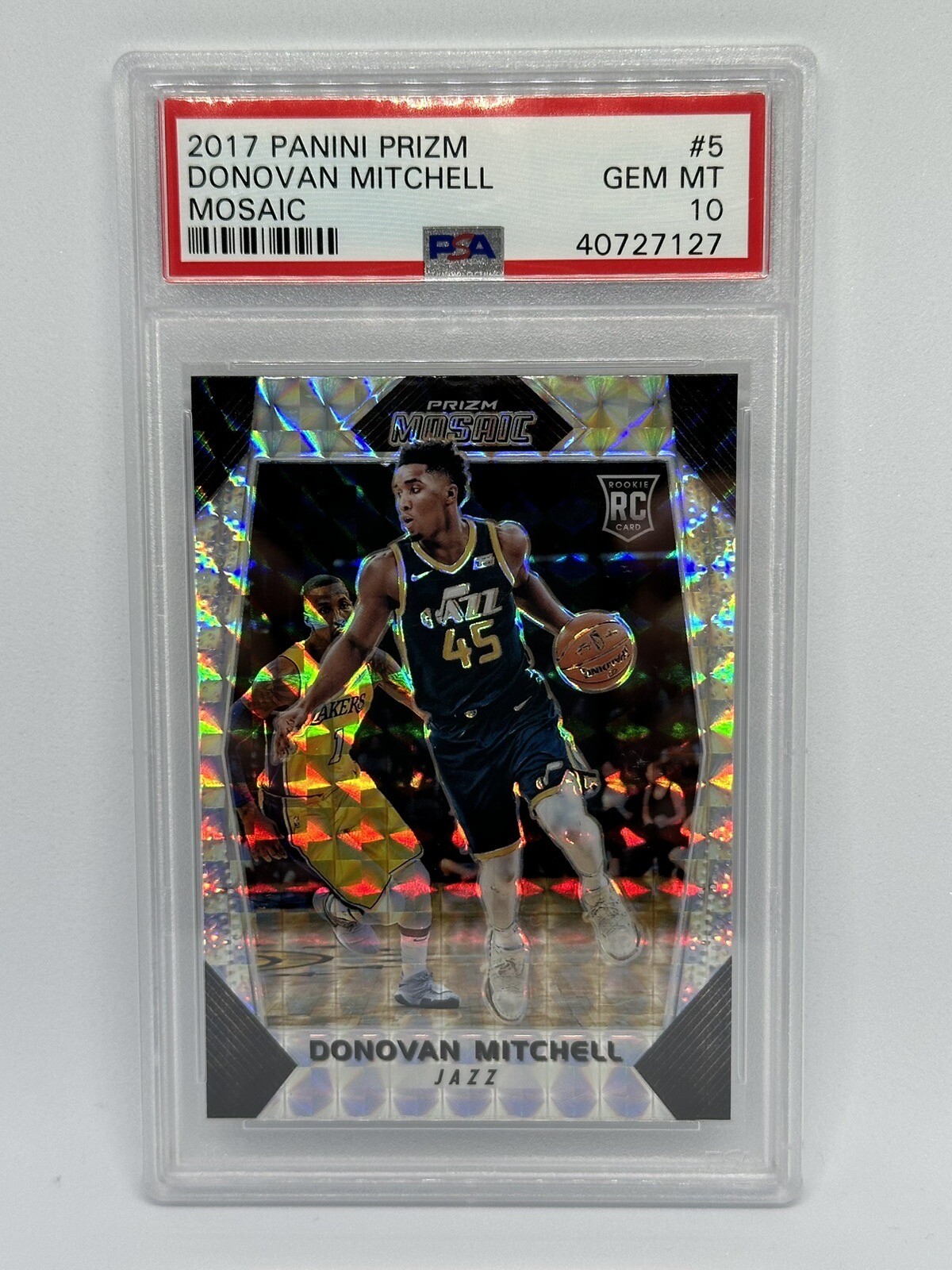 2017 Panini Prizm Donovan Mitchell #5 Rookie Mosaic Holo Prizm PSA 10 GEM MINT