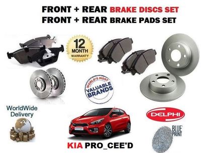 FOR KIA PRO CEED 1.4 2012-- NEW FRONT + REAR BRAKE DISCS SET + PADS KIT