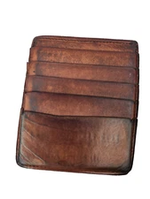 Rick Owens Brown Leather Card Holder and Cash Wallet Men's