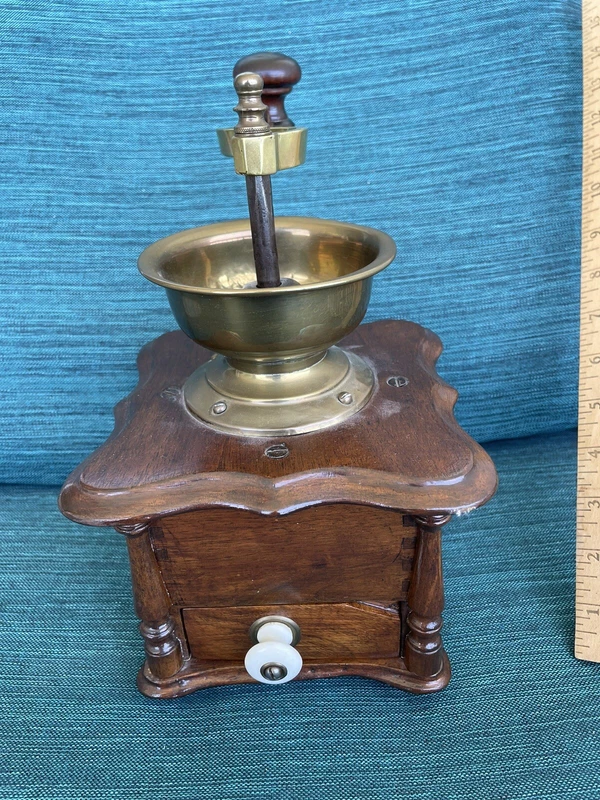 Rustic Wood Spice Coffee Grinder Antique