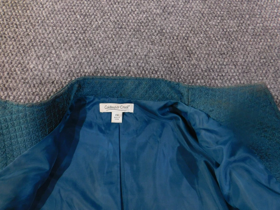 ColdWater Creek Jacket Medium petite open blazer green womens lined polyester - Image 4 of 4