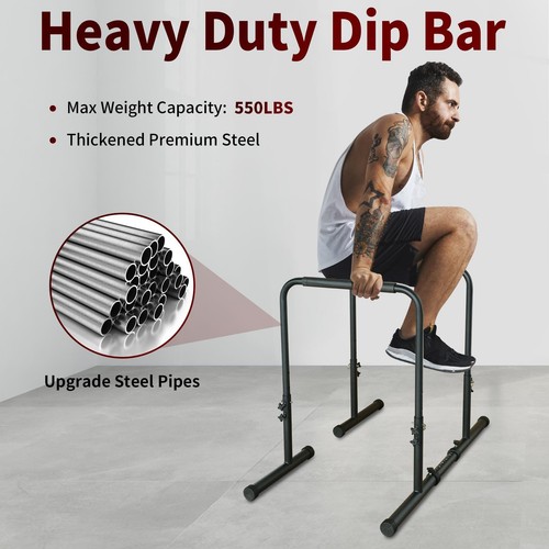 Adjustable Height Power Tower Dip Station Multi-Function Pull Up Bar Heavy Duty - Picture 8 of 12