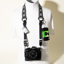 Black Grey Embroidery Vintage Style Camera Strap Adjustable Peak Design Anchors