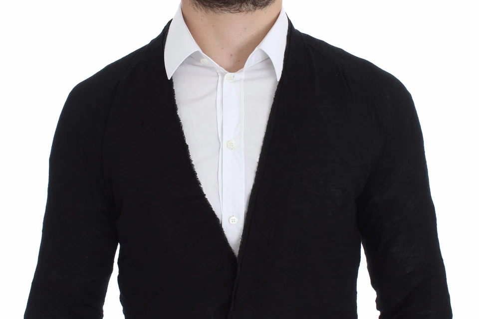 COSTUME NATIONAL HOMME Black Fine Wool Button Cardigan Sweater s. S RRP $400  - Image 4 of 4