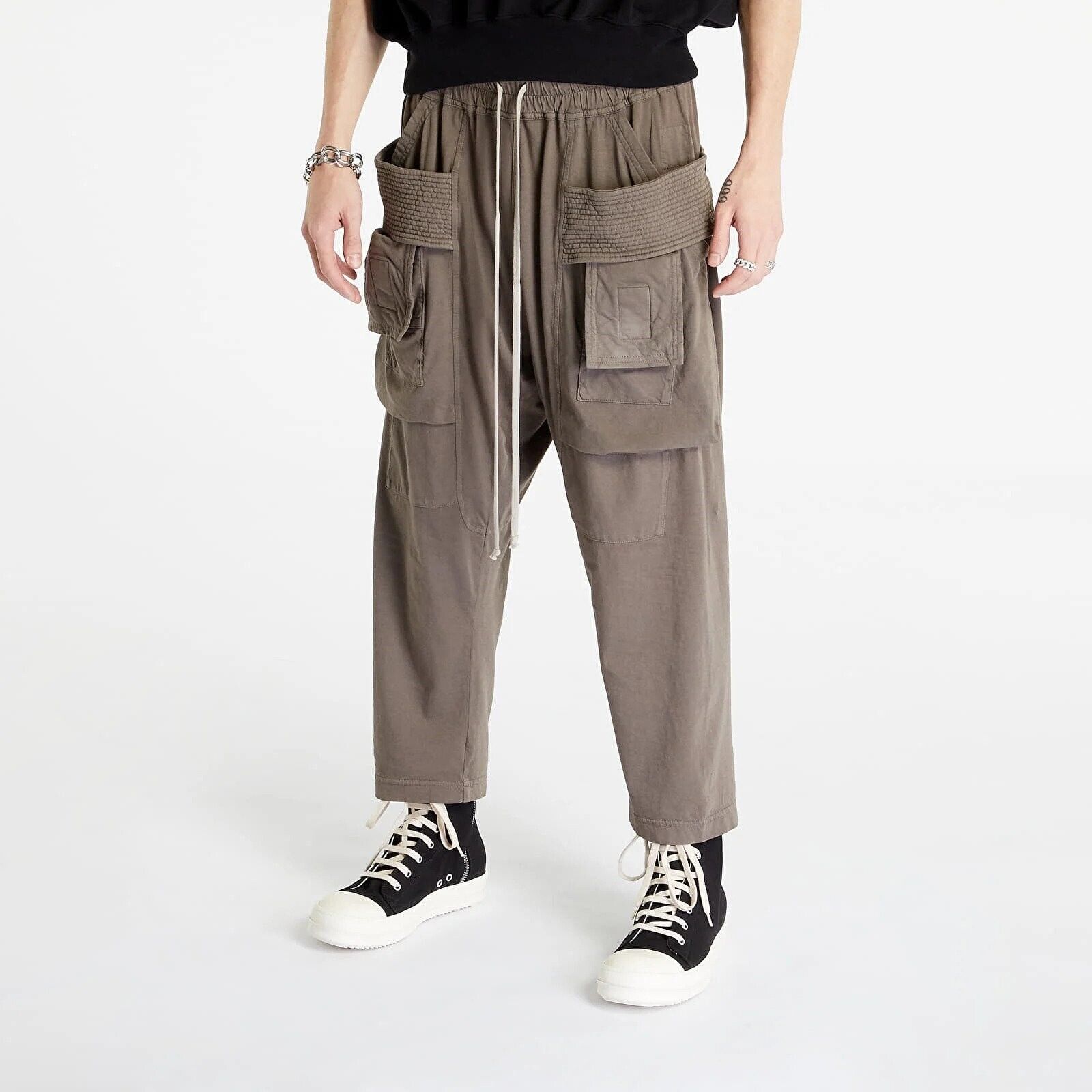 RICK OWENS M New DRKSHDW Creatch Cargo Drawstring Pants Dust NWT