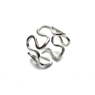 925 Silver Ring Wave Design Handmade Open Ladies Ring Minimalist