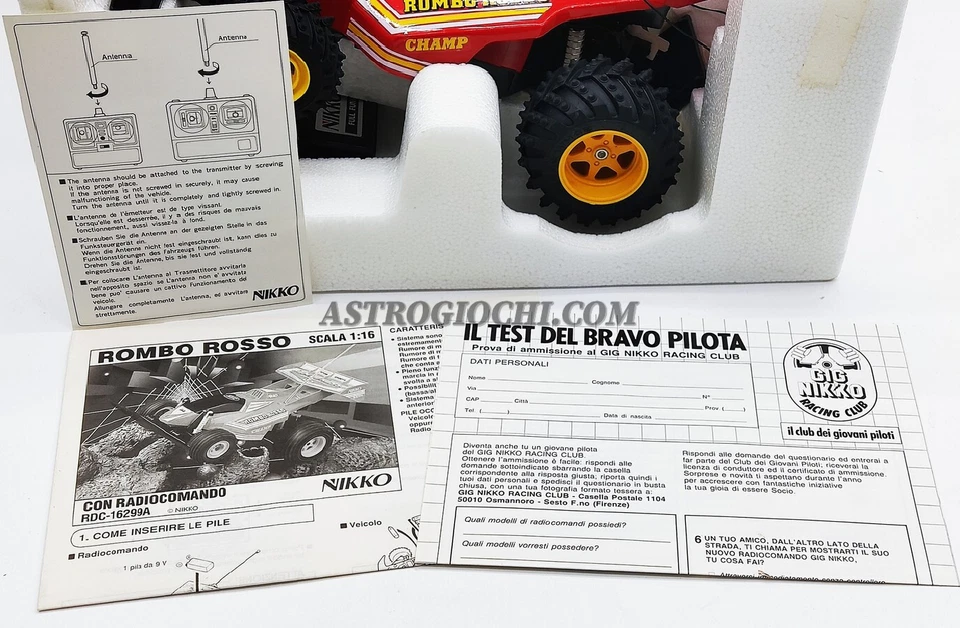 GIG NIKKO ROMBO ROSSO RC RADIO CONTROLLER VINTAGE '80 NEW IN BOX NEVER REMMOVED - Immagine 4 di 4